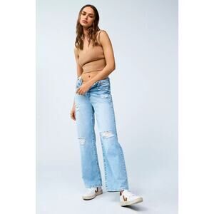 Anthropologie Pilcro The Joey High-Rise Relaxed Jeans Sz 27 Straight Distressd